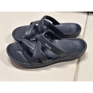 Womens Telic Mallory Arch Support Comfort Slide Ocean Black Sandal Sz XS 7